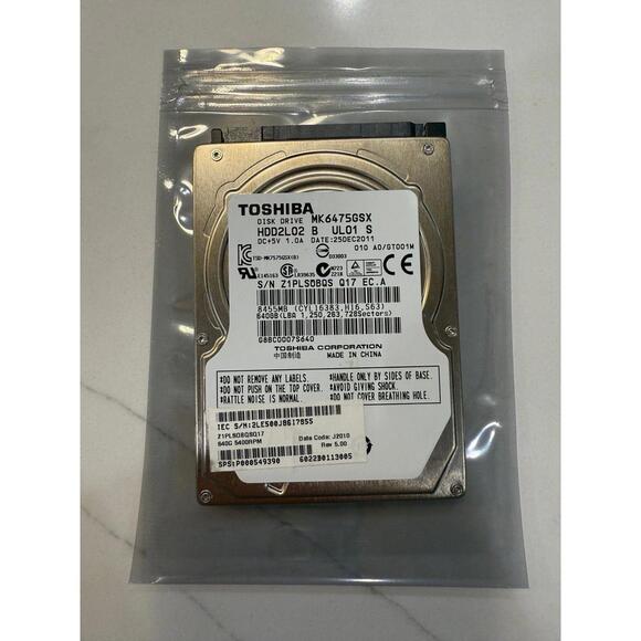 Toshiba MK6475GSX 640GB 5400RPM SATA 2.5" Laptop HDD Hard Disk Drive - Picture 1 of 2